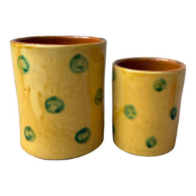 Mid 20th Century Hand Thrown French Terra Cotta Nesting Planters a Pair For Sale