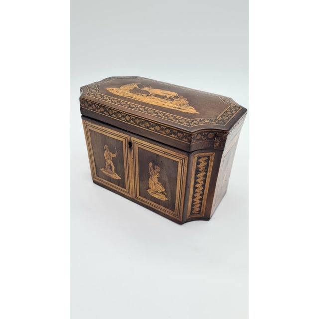 Antique Inlaid Wooden Tea Box, 19th Century For Sale - Image 4 of 14