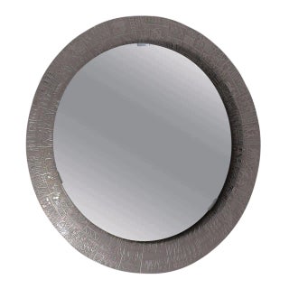 Signed M. Furgieri Engraved Silver-Plate Mirror For Sale