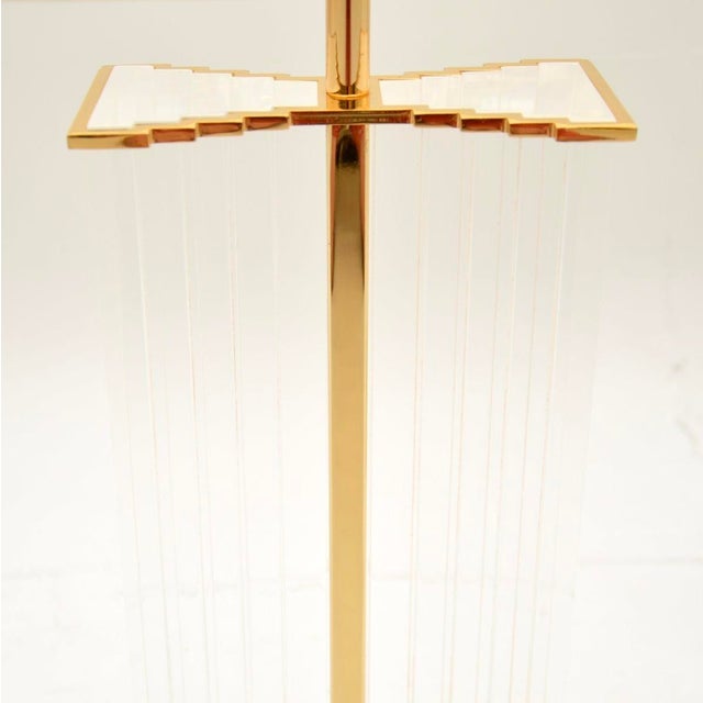 Metal Vintage French Acrylic Glass and Brass Table Lamps, 1970, Set of 2 For Sale - Image 7 of 10