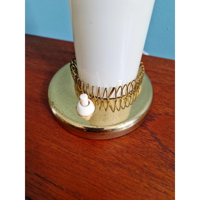 Mid-Century Modern Bedside Lamps in Brass and Cream Opaline Glass, 1950, Set of 2 For Sale - Image 12 of 16