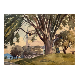 Stanford Stevens 1937 Signed Original Watercolor Vermont Church Landscape