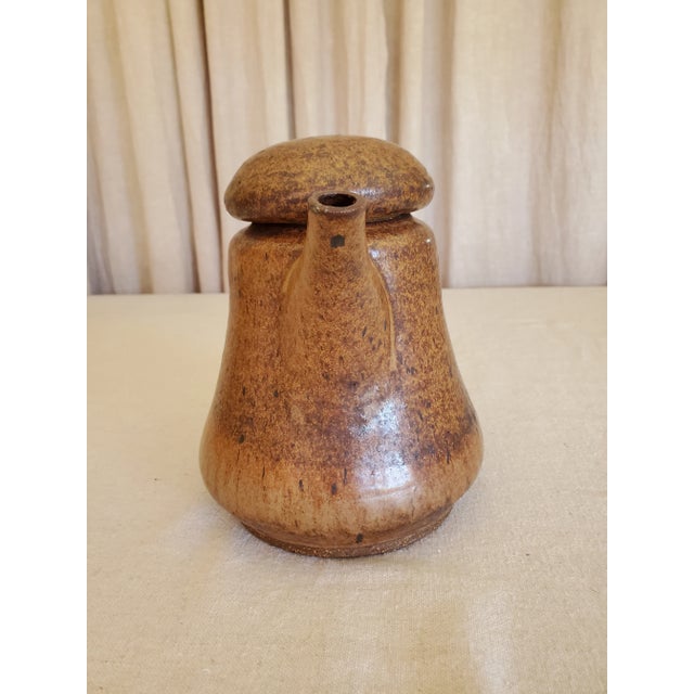 Mid 20th Century Studio Pottery Brown Ceramic Tea Pot For Sale - Image 4 of 9