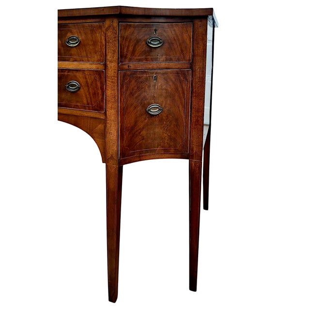 Late 19th Century American Federal Style Diminutive Inlaid Mahogany Sideboard With Key For Sale - Image 5 of 10