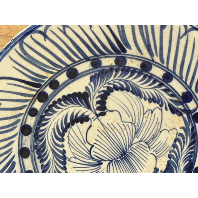 Vintage Hand-Painted Blue & White Ceramic Garden Stool For Sale - Image 4 of 9