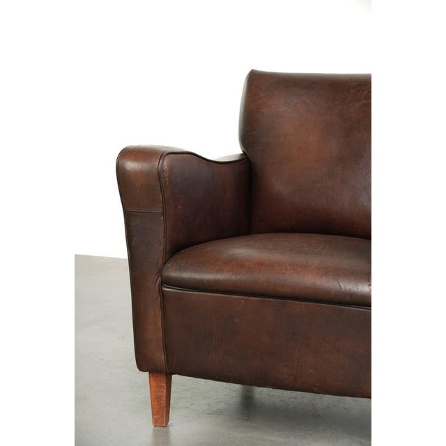 Vintage Sheepskin Armchair with Fixed Seat Cushion For Sale - Image 9 of 13