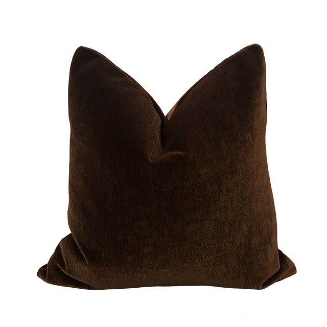 Contemporary Plush Italian Roast Mohair Pillows - A Pair For Sale - Image 3 of 4