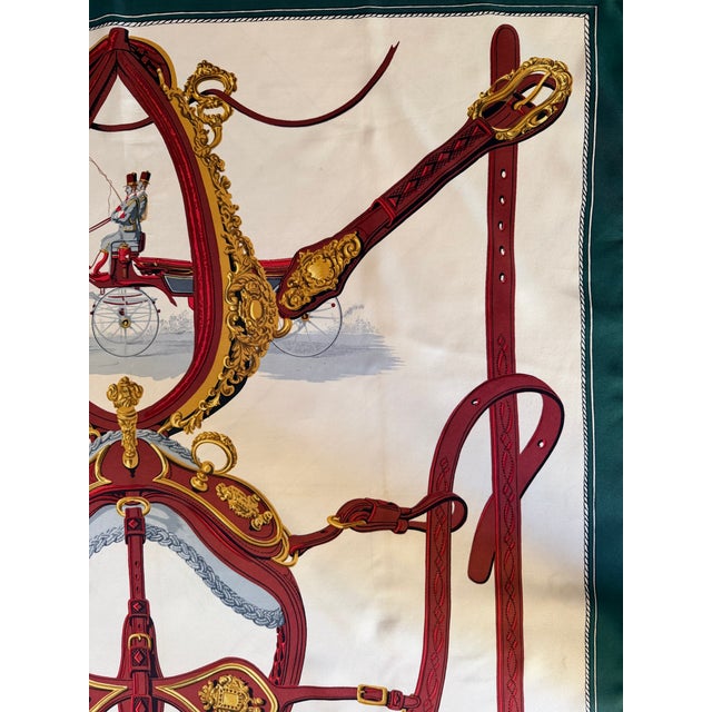 Green Hermès Harnais De Cérémonie 1959 Silk Scarf Designed by Grygkar Hugo For Sale - Image 8 of 10