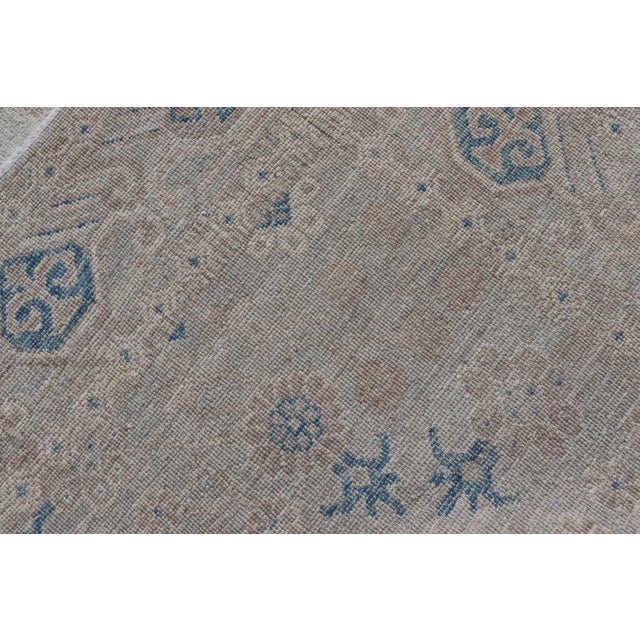 Modern All-Over Floral Oushak With Muted Background and Accent Colors 4'2" X 6'2" For Sale - Image 12 of 12