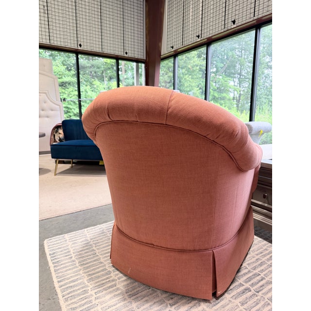 Set of Kravet Tufted Swivel Club Chairs With Matching Ottoman For Sale In New York - Image 6 of 12