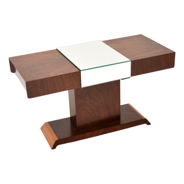 Art Deco Walnut Mirrored Coffee Table, 1930 For Sale