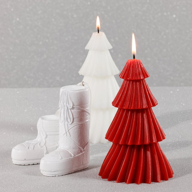 Twinkle Tree Holiday Candles, Set of 6, White For Sale - Image 4 of 6