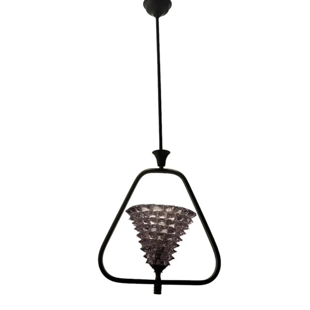 Vintage Lavender Rostrato Bronze Pendant in Murano Glass, 1960s For Sale - Image 9 of 9