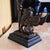Vintage Neoclassical Bronze Winged Lion Griffin Table Lamp With Linen Shade For Sale - Image 12 of 18
