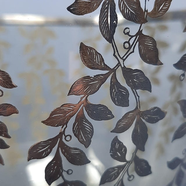 Vintage Fume Murano Glass Vase Centerpiece Cup with Silver Leaves, 1950s For Sale - Image 10 of 16