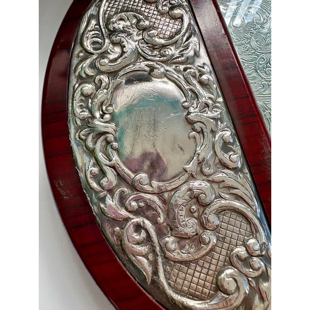 Silver Vintage Hazorfim Sterling Silver & Mahogany Challah Tray With Glass Cover, 21.5" X 13" For Sale - Image 8 of 11