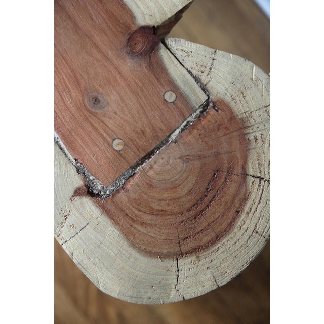 1970s Teak Wood Bench, Modern Organic, Cylindrical Legs For Sale - Image 10 of 12