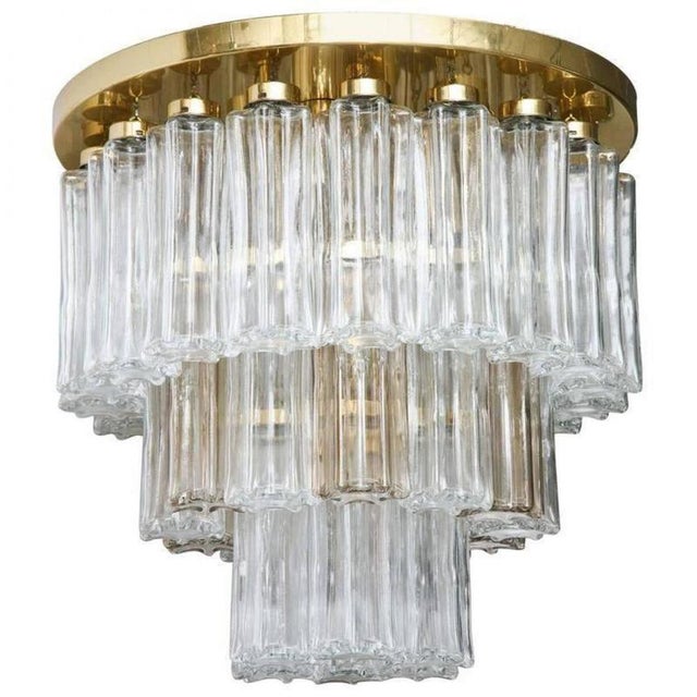 Brass and Glass Flush Mount Chandeliers from Limburg Glashütte, 1970s, Set of 2 For Sale - Image 10 of 10
