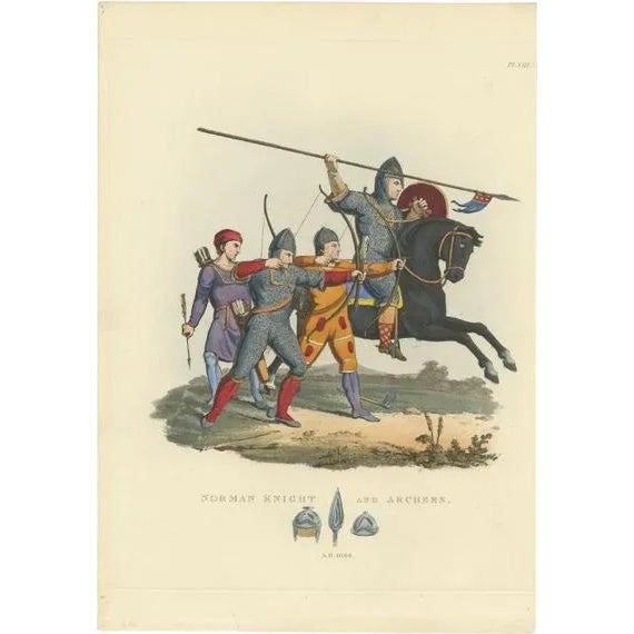 Knight and Archers, 1842, Paper For Sale