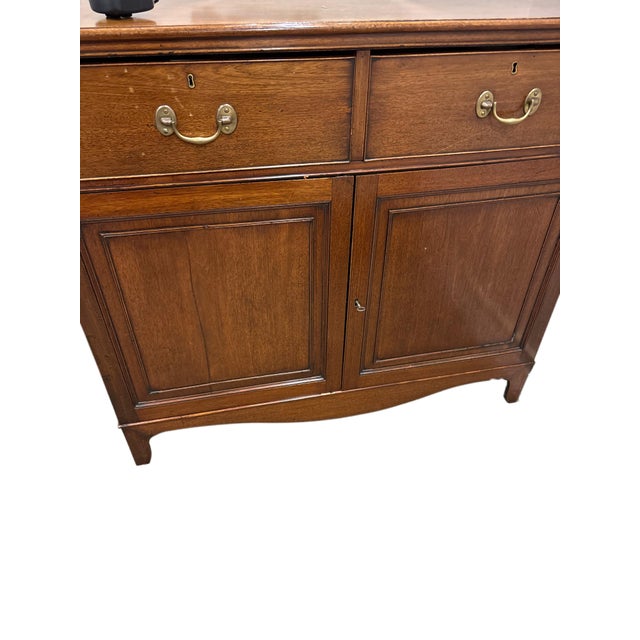 Mid 20th Century English Georgian Style Mahogany Sideboard Cabinet With Two Drawers and Double Doors For Sale - Image 4 of 5