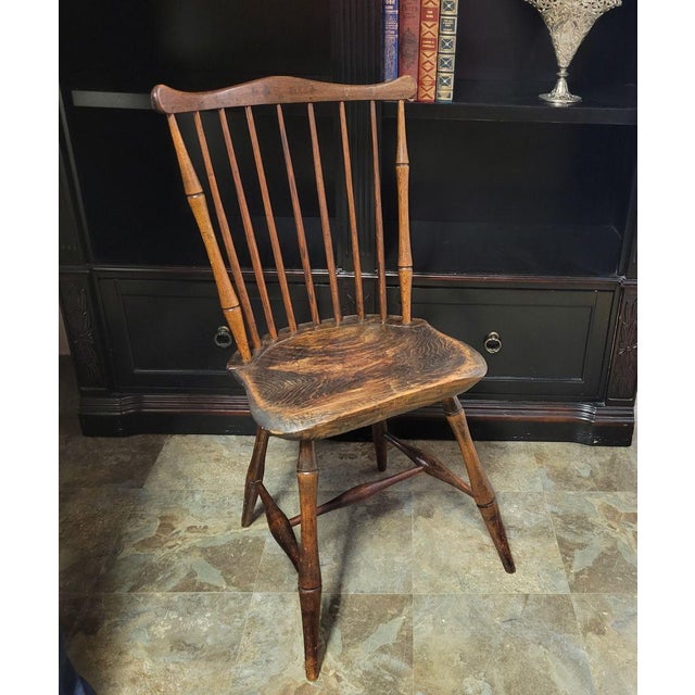 19th C Pennsylvania fan back Windsor side chair with serpentine crest, 9-spindleback and bamboo turned legs. Very sturdy....