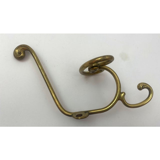 Vintage French Brass Wall Triple Coat Hook For Sale - Image 4 of 12