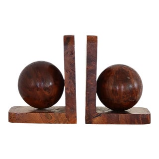 Vintage Burlwood Bookends For Sale