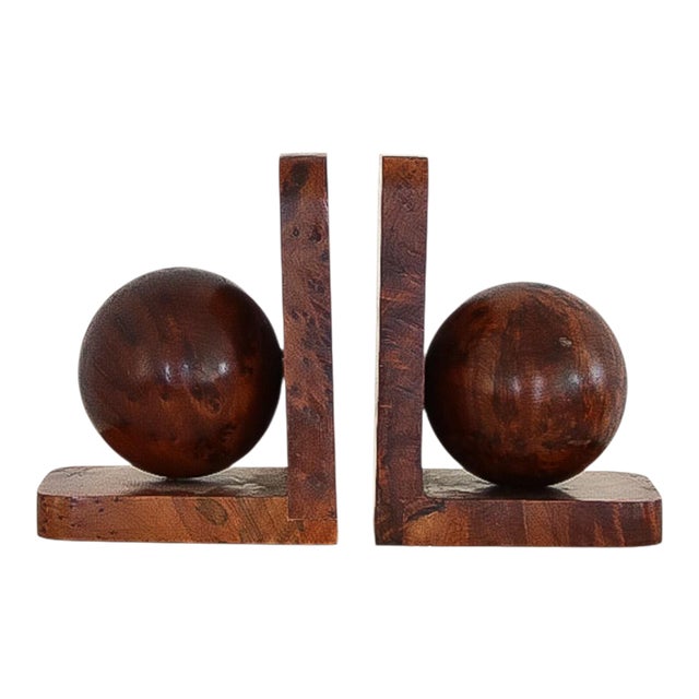 Vintage Burlwood Bookends For Sale