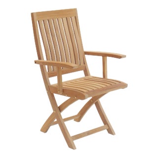 Niagara Teak Crown Folding Arm Chair For Sale
