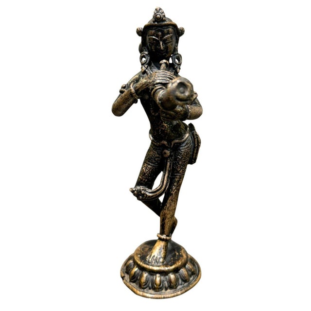 Brass Vintage Indian Brass Musician Figurines Set of 4 Dhokra Style Folk Art 5.25" For Sale - Image 8 of 14