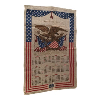 1976 Bicentennial Cloth Wall Calendar For Sale