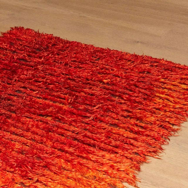 Turkish Hand Knotted Orange Wool Rug, 1980s For Sale - Image 6 of 18
