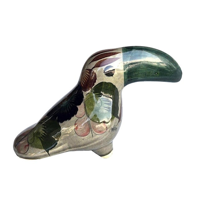 Ceramic 1970s Tonalá Mexico Ceramic Green Toucan Bird Figurine For Sale - Image 7 of 9