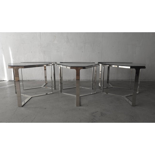 Donghia Kravet Forma Table in Polished Chrome and Smoked Glass - 6 Available For Sale - Image 14 of 16