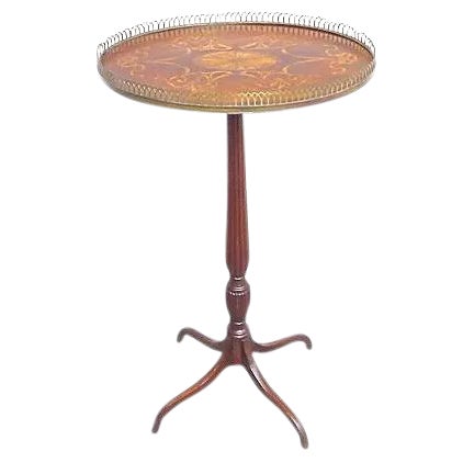 Antique Oval Inlaid Pedestal Table For Sale