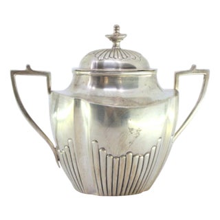 Sugar Bowl in Fluted Silver with Reliefs and Knob on the Lid For Sale