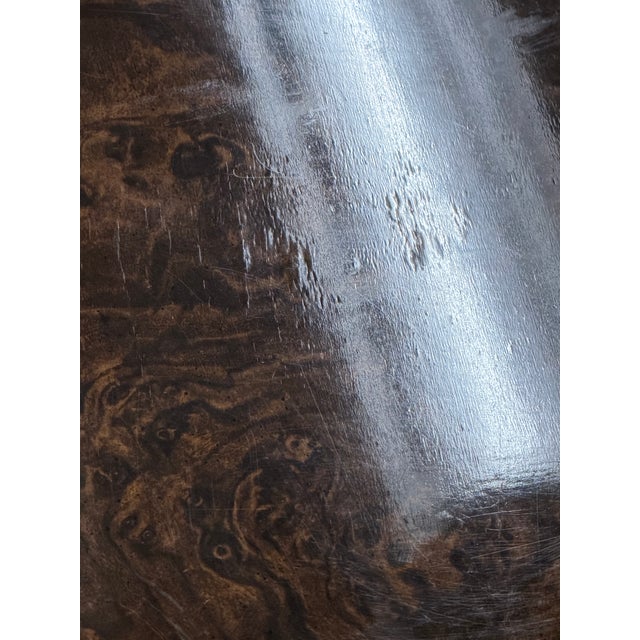 Brown 1980s Lacuqered Faux Swirl Walnut Coffee Table For Sale - Image 8 of 12