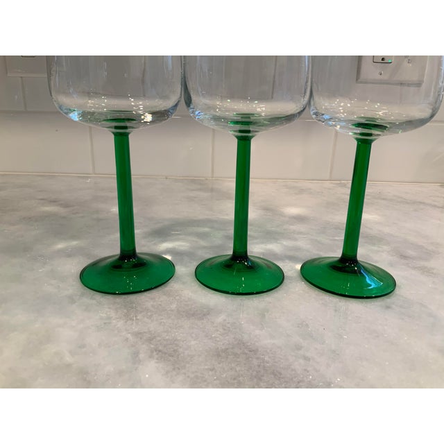 Luminarc France Green Stem Wine Glasses, Set of 5 Chairish