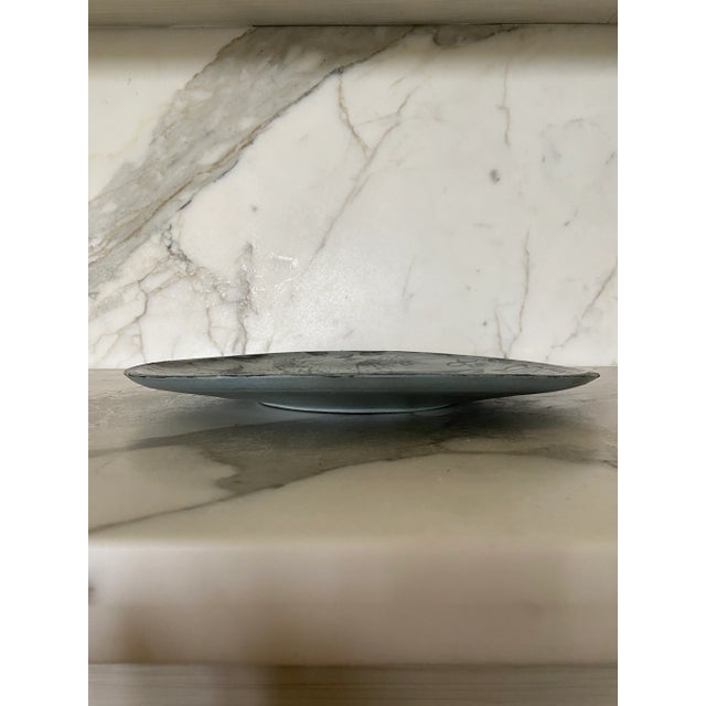 Blue Vintage F. Bergmann Studio Art Pottery Charger For Sale - Image 8 of 10