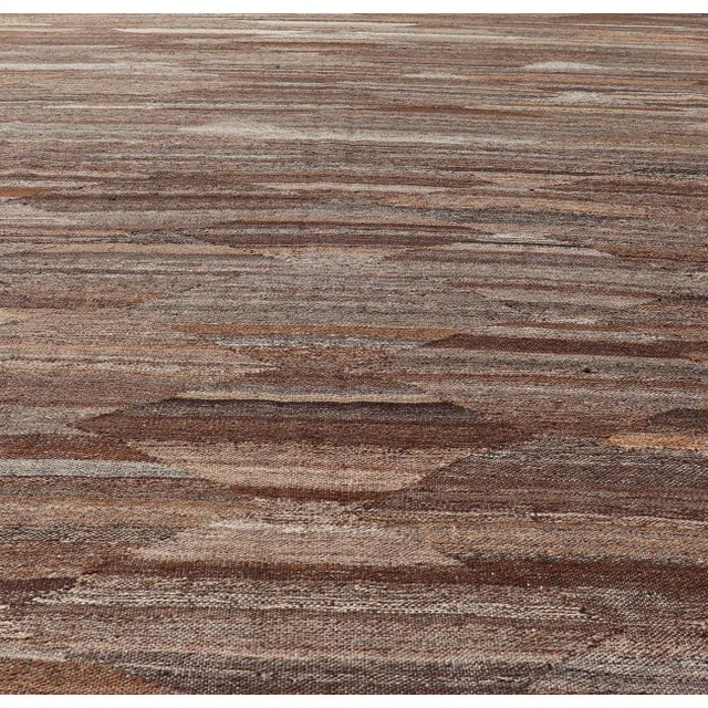 Tribal Modern Brown Kilim Rug by Keivan Woven Arts, Hand-Woven Wool, 8'8" X 11'9" For Sale - Image 3 of 12