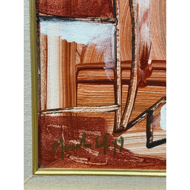 Mid-Century Modern Vintage Abstract Oil Painting on Canvas Signed by a Modernist Art For Sale - Image 3 of 5