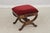 Pair of Mahogany French Style Upholstered Footstools For Sale - Image 4 of 13