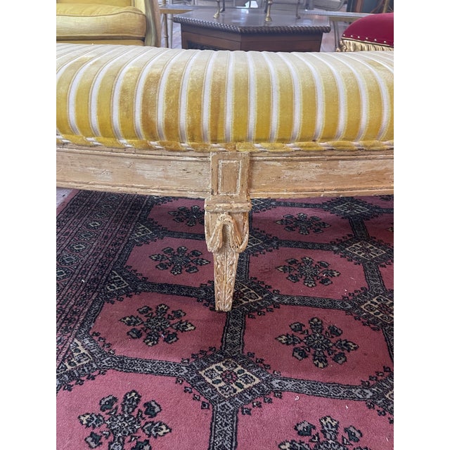 Mid 20th Century Curved Louis XVI-Style Gilt Bench For Sale - Image 4 of 7
