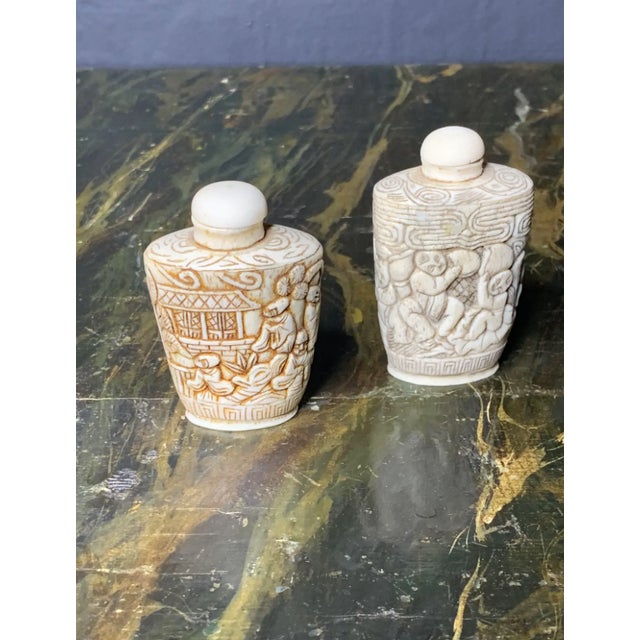 Bone Vintage Hand Carved Chinese Hand Carved Sniffers - A Pair For Sale - Image 7 of 7