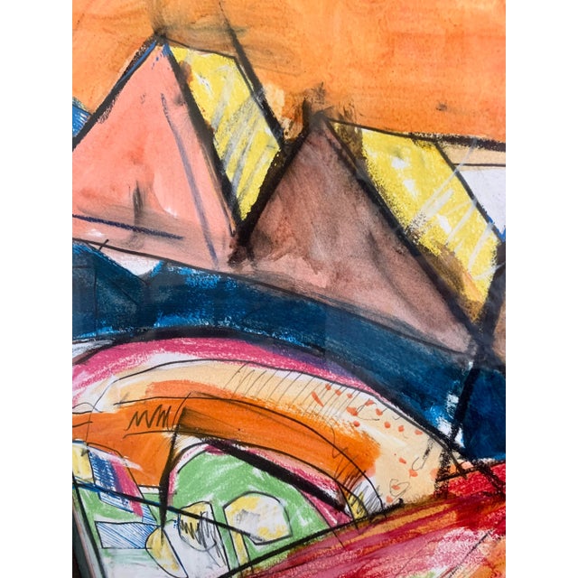 Contemporary Roger Kast's 1996 Abstract Impressionism Mixed Media Painting, ‘Red Drawing Series: Mardi Gras #47’, Framed For Sale - Image 3 of 9