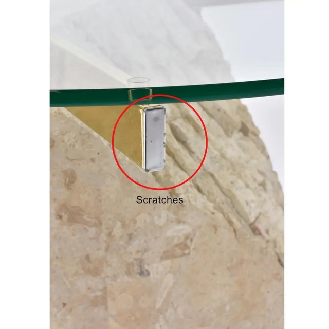 Round Glass Topped Tessellated Stone Brass Cantilever Coffee Table or Side Table For Sale - Image 14 of 15