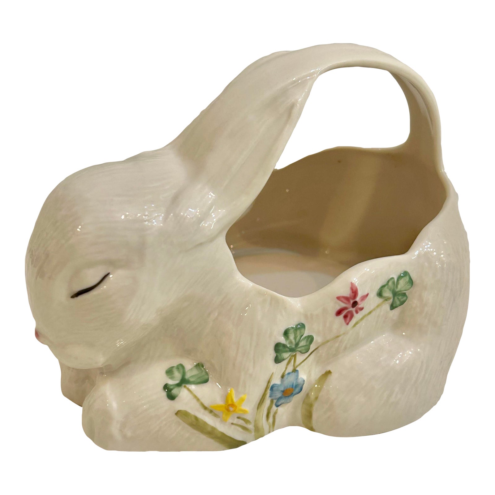 Vintage Belleek Pottery Children’s Ware Bunny Basket | Chairish