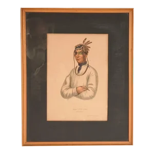 Hand-Colored Engraving of American Indians, 19th Century