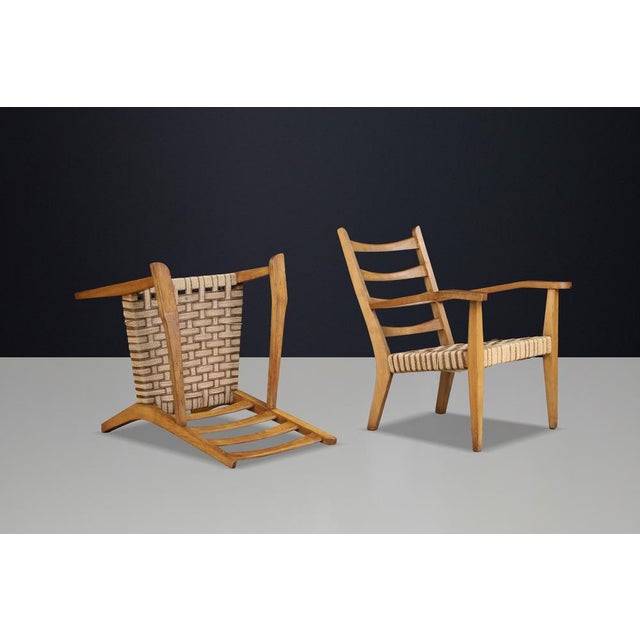 Italian Sculptural Beechwood Armchairs with Woven Rope Seats, 1940, Set of 2 For Sale - Image 10 of 11