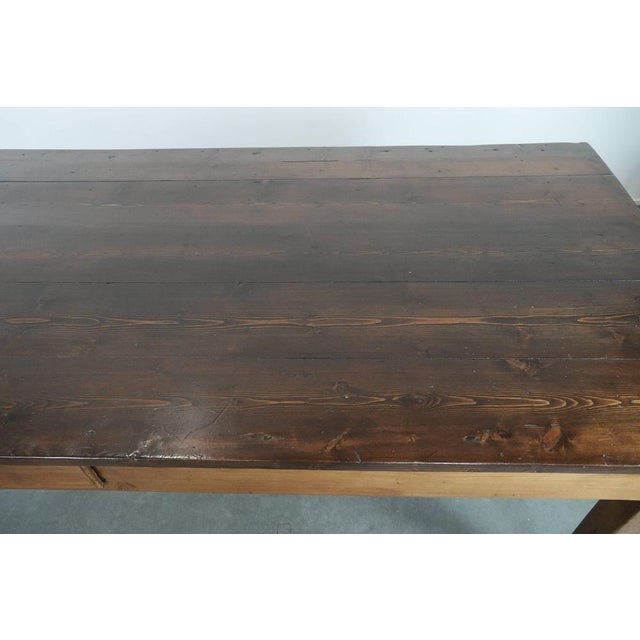 Brown Large French Farm Dining Table with Two Drawers For Sale - Image 8 of 18